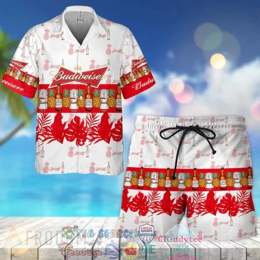 Budweiser Beer Tropical Pineapple Hawaiian Shirt Beach Shorts Budweiser Beer Tropical Pineapple Hawaiian Shirt Beach Shorts