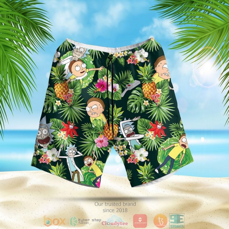 Rick_and_Morty_pineapple_green_Hawaiian_Shirt_Shorts_1_2-768x768-1