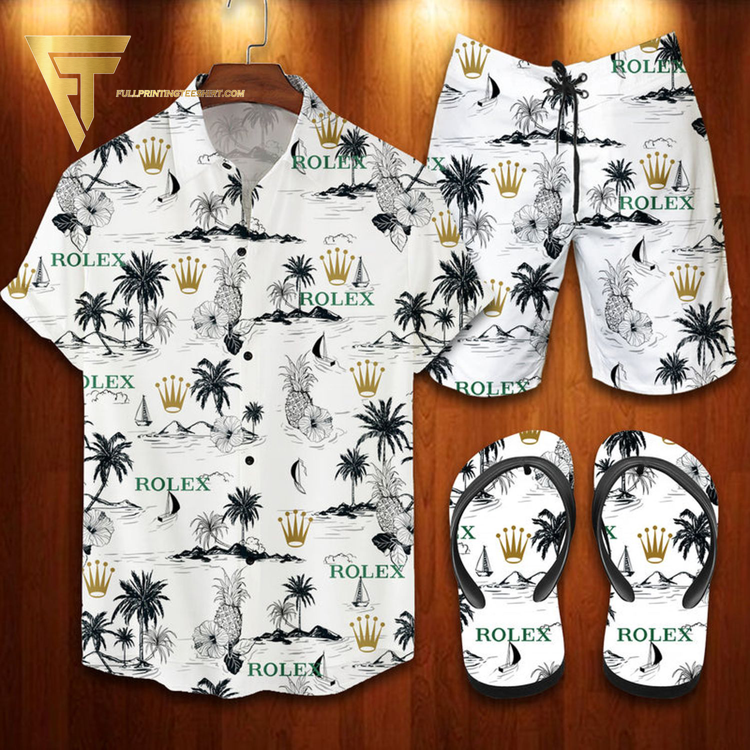 Rolex Classic Version Hawaiian Shirt Beach Shorts And Flip Flops Rolex Classic Version Hawaiian Shirt Beach Shorts And Flip Flops