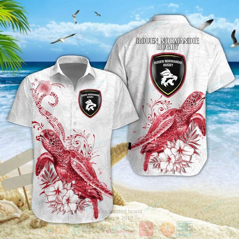 Rouen Normandie Rugby Turtle Hawaiian Shirt Rouen Normandie Rugby Turtle Hawaiian Shirt