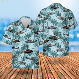 Royal Navy Merlin Hm Mk2 Green Hawaiian Shirt