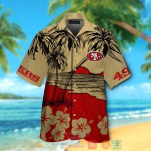 San Francisco 49Ers Hibiscus Gold Hawaiian Shirt And Shorts