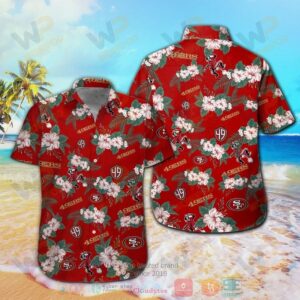 San Francisco 49Ers Hibiscus Hawaiian Shirt And Shorts