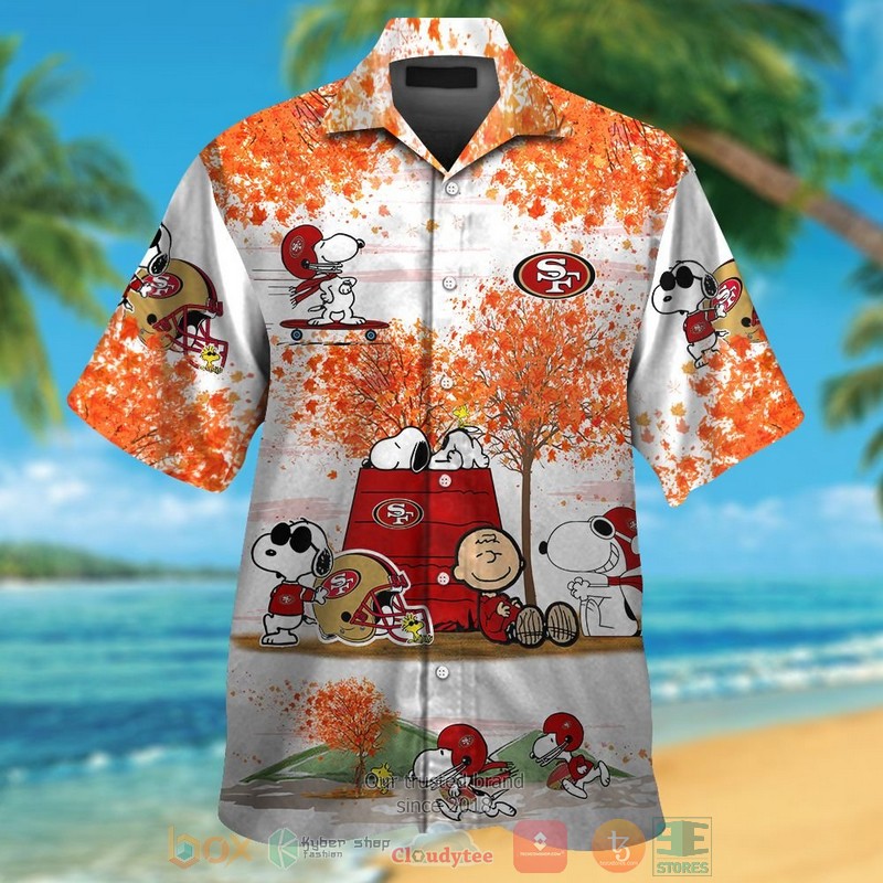 San Francisco 49Ers Snoopy Charlie Brown Autumn Hawaiian Shirt And Shorts San Francisco 49Ers Snoopy Charlie Brown Autumn Hawaiian Shirt And Shorts
