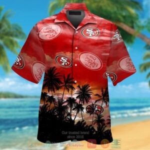 San Francisco 49Ers Palm Tree Red Black Hawaiian Shirt And Shorts