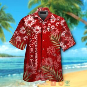 San Francisco 49Ers Tropical Plants Hibiscus Red Hawaiian Shirt And Shorts