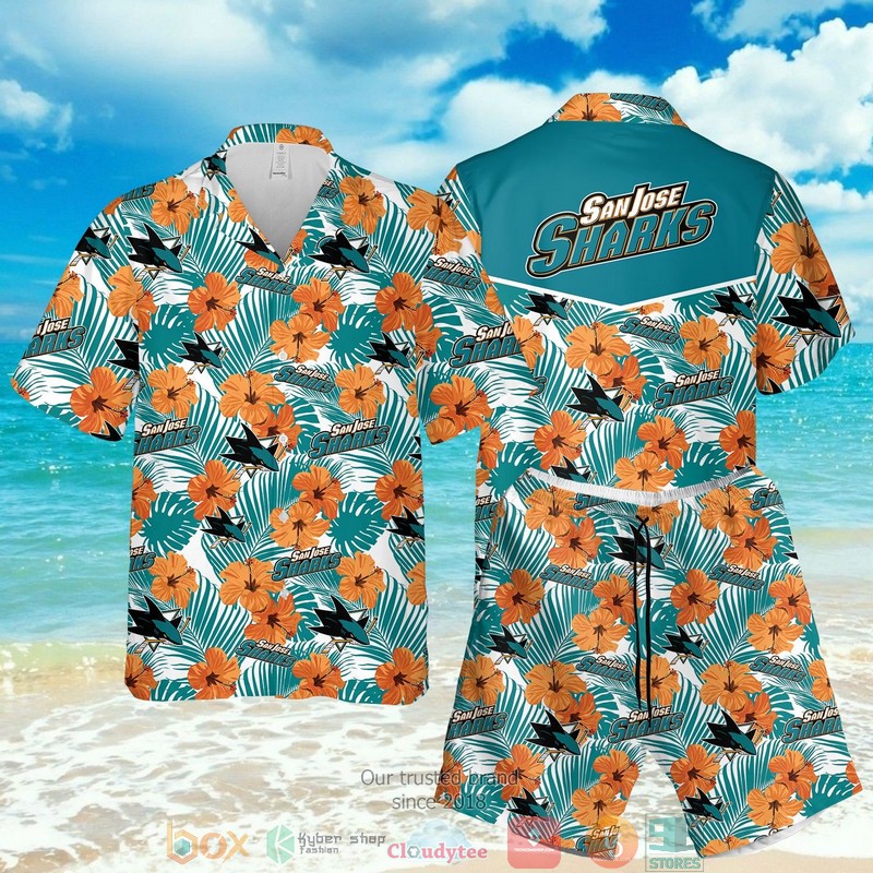 San Jose Sharks Nhl Hibiscus Hawaiian Shirt San Jose Sharks Nhl Hibiscus Hawaiian Shirt