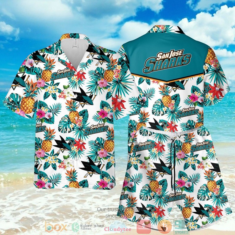 San Jose Sharks Nhl Pineapple White Hawaiian Shirt San Jose Sharks Nhl Pineapple White Hawaiian Shirt