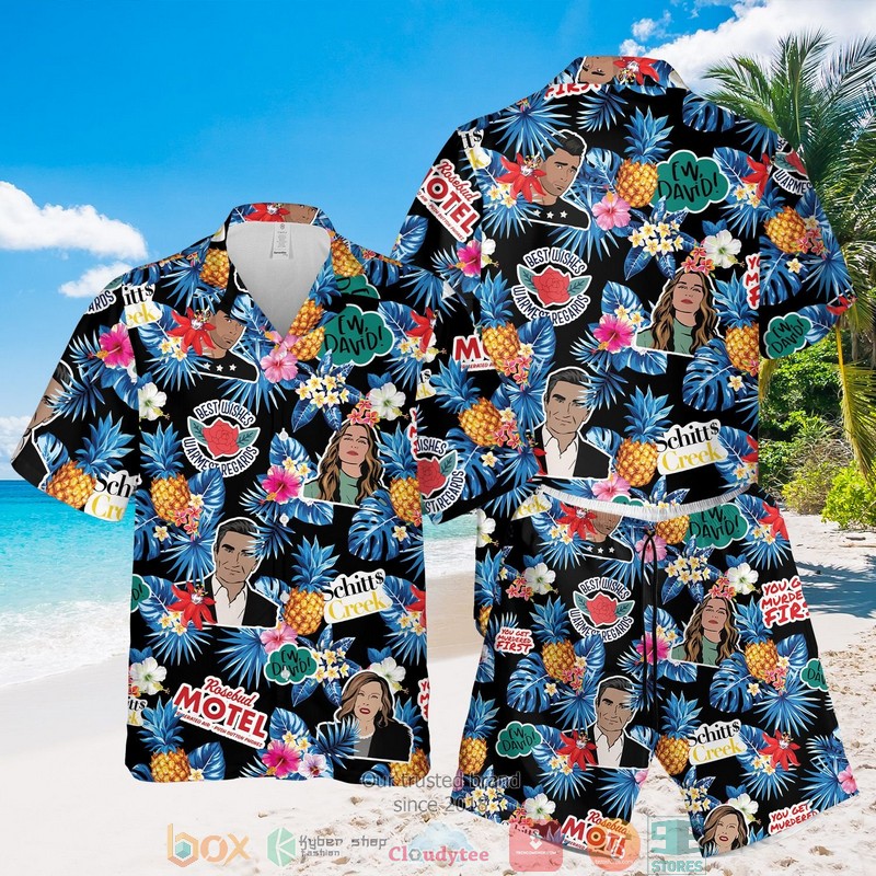 SchittS Creek Pineapple Black Blue Hawaiian Shirt SchittS Creek Pineapple Black Blue Hawaiian Shirt