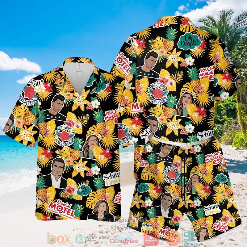 SchittS Creek Pineapple Black Yellow Hawaiian Shirt SchittS Creek Pineapple Black Yellow Hawaiian Shirt
