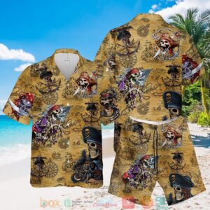 Sea Map Pirate Skull Hawaiian Shirt