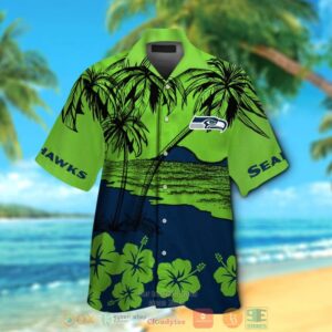 Seattle Seahawks Hibiscus Action Green Hawaiian Shirt And Shorts