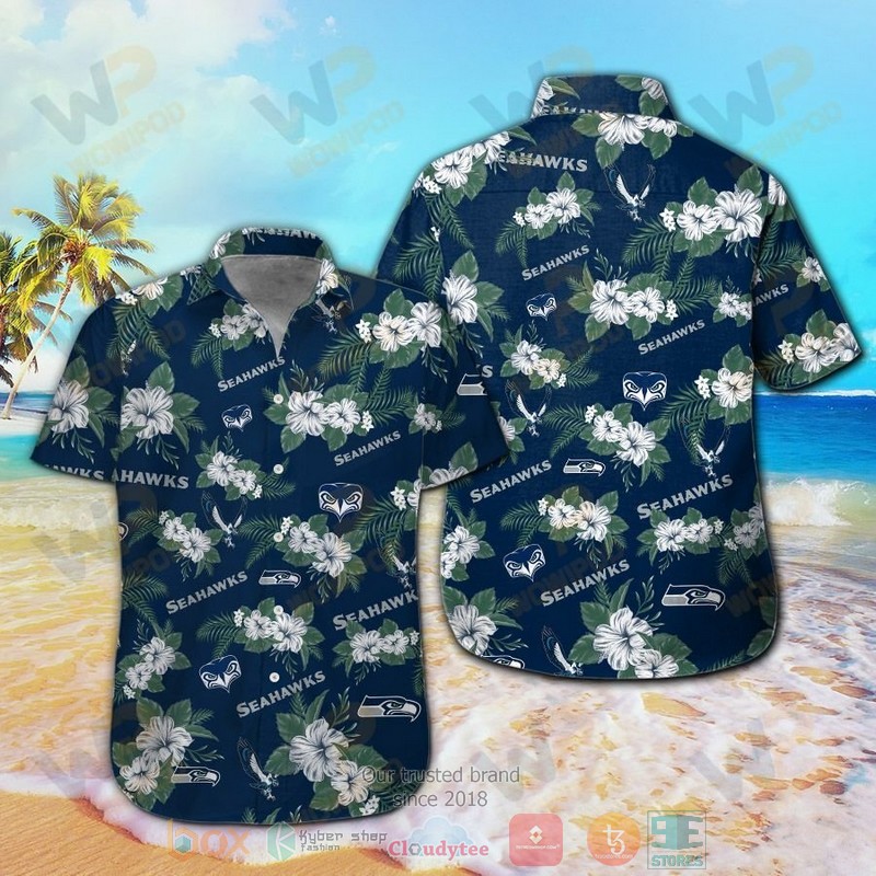 Seattle Seahawks Hibiscus Hawaiian Shirt And Shorts Seattle Seahawks Hibiscus Hawaiian Shirt And Shorts