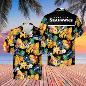 Seattle Seahawks Nfl Pineapple Black Yellow Hawaiian Shirt