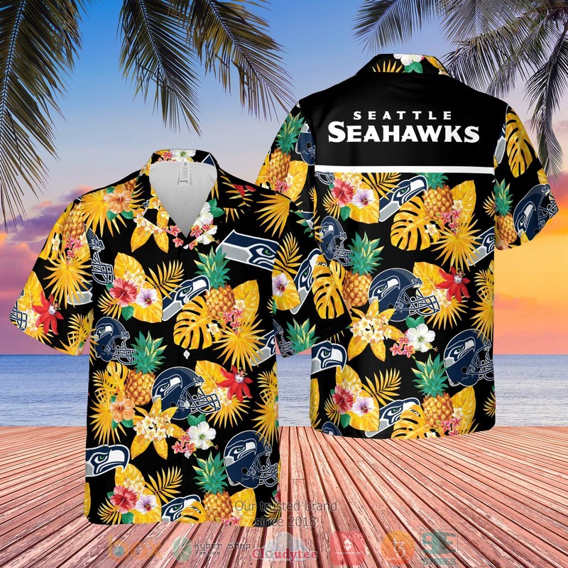 Seattle Seahawks Nfl Pineapple Black Yellow Hawaiian Shirt Seattle Seahawks Nfl Pineapple Black Yellow Hawaiian Shirt