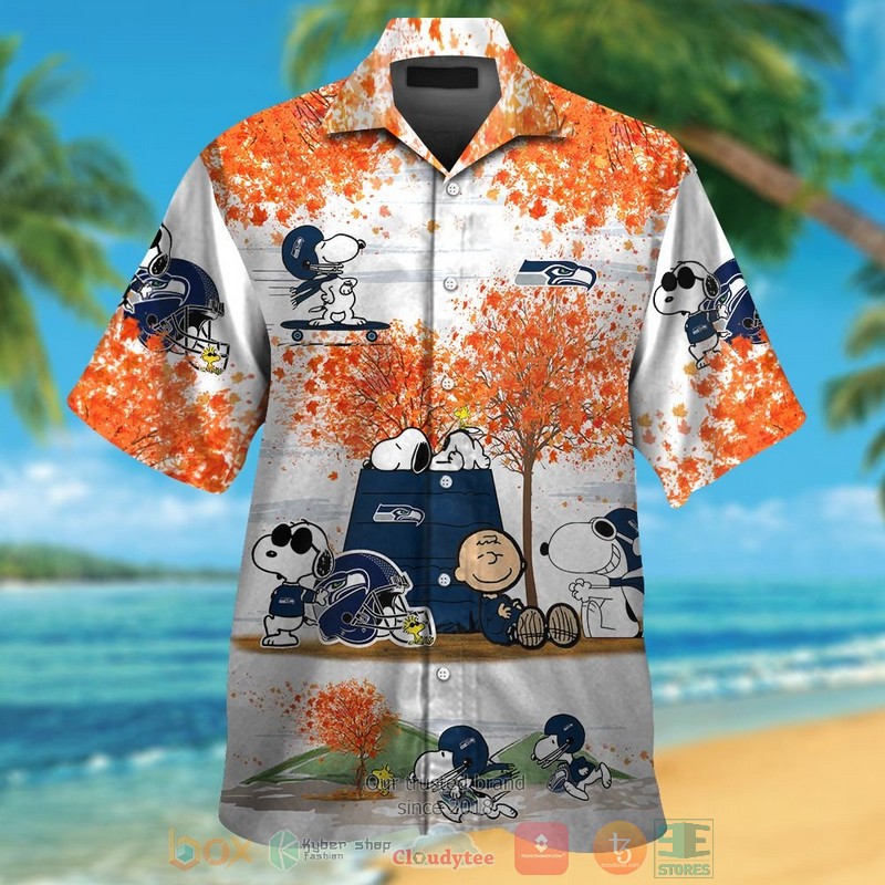 Seattle Seahawks Snoopy Charlie Brown Autumn Hawaiian Shirt And Shorts Seattle Seahawks Snoopy Charlie Brown Autumn Hawaiian Shirt And Shorts