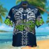 Seattle Seahawks Action Green Hibiscus Navy Hawaii Shirt