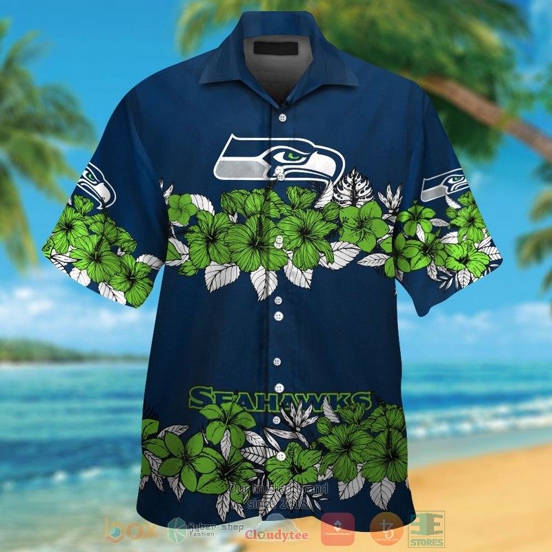 Seattle Seahawks Action Green Tropical Plants Navy Hawaii Shirt Seattle Seahawks Action Green Tropical Plants Navy Hawaii Shirt