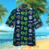 Seattle Seahawks Logo Hibiscus Action Green Navy Hawaii Shirt