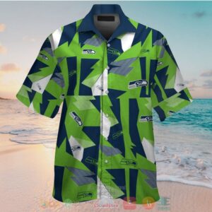 Seattle Seahawks Navy Action Green Hawaiian Shirt And Shorts