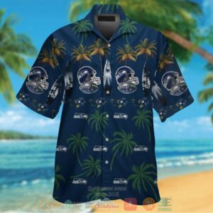 Seattle Seahawks Surfboard Palm Tree Hawaiian Shirt And Shorts