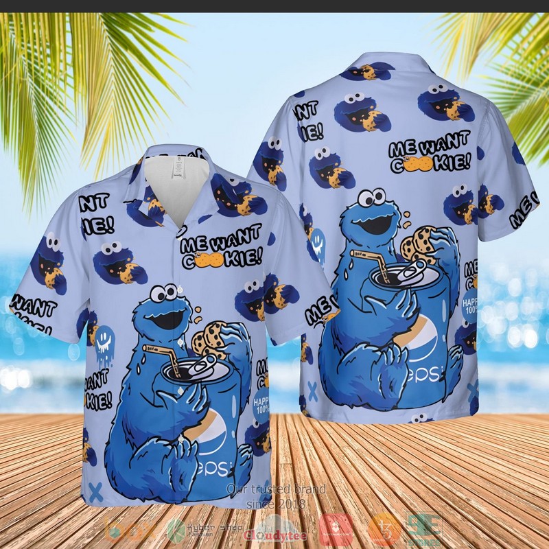 Sesame Street Me Want Cookie Cartoon Pattern Hawaiian Shirt