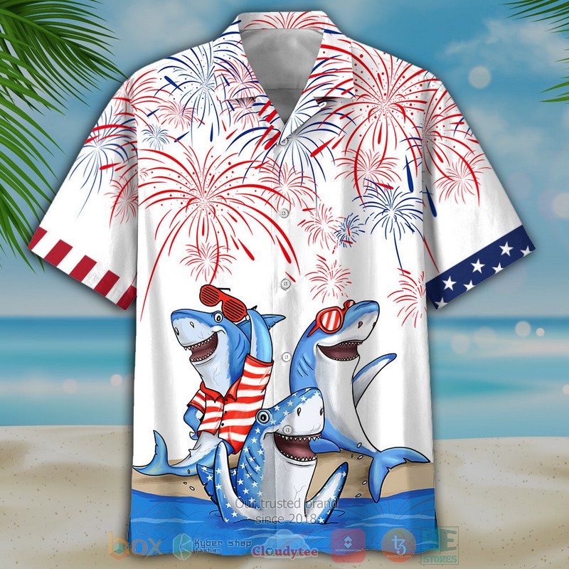 Shark Independece Day Hawaiian Shirt Shark Independece Day Hawaiian Shirt