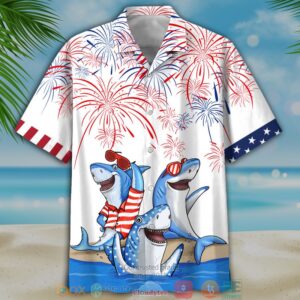 Shark Independece Day Hawaiian Shirt