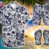 Skull Gucci Floral Full Print Hawaiian Shirt Beach Shorts And Flip Flops