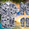 Skull Gucci Symbol All Over Print Hawaiian Shirt Beach Shorts And Flip Flops