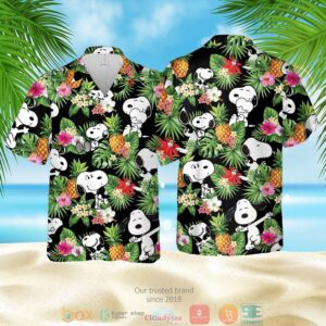 Snoopy Pineapple Black Hawaiian Shirt