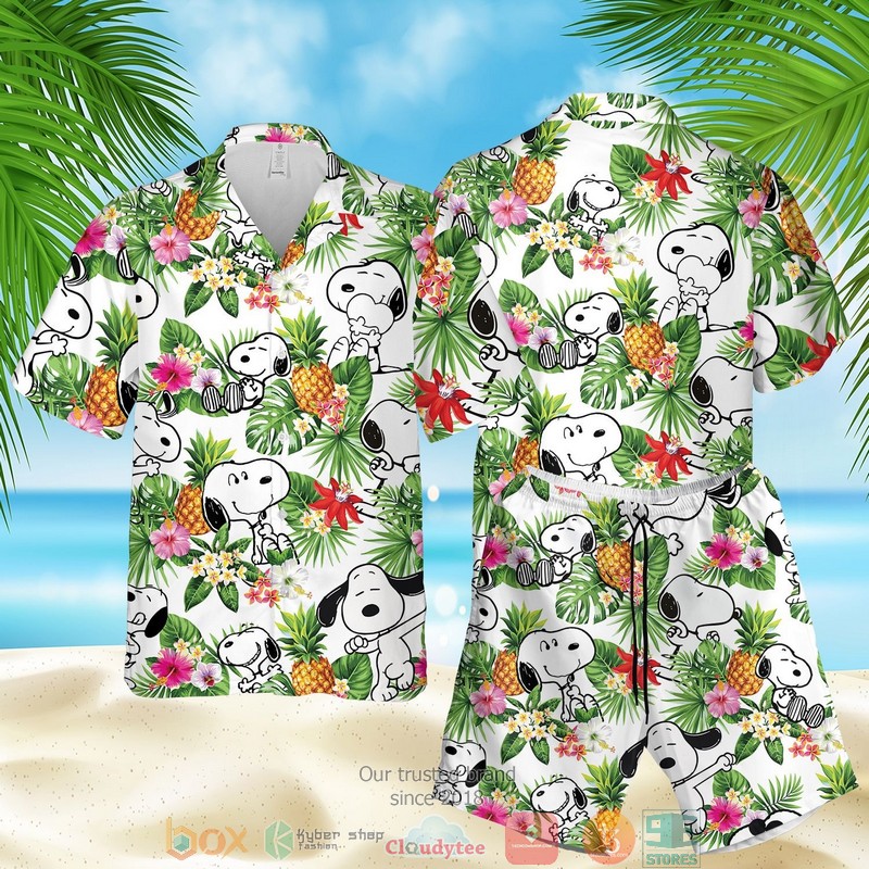 Snoopy Pineapple White Hawaiian Shirt Snoopy Pineapple White Hawaiian Shirt