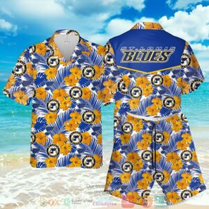 St. Louis Blues Nhl Hibiscus Blue Hawaiian Shirt