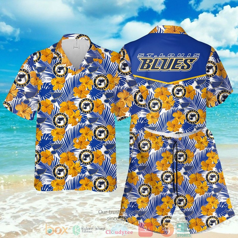 St. Louis Blues Nhl Hibiscus Blue Hawaiian Shirt St. Louis Blues Nhl Hibiscus Blue Hawaiian Shirt