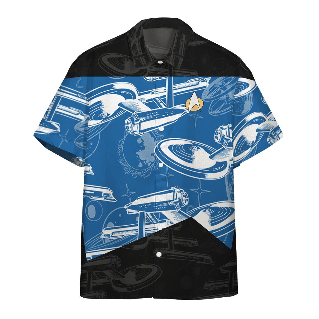 Star Trek The Next Generation 1987 Blue Hawaiian Shirt Star Trek The Next Generation 1987 Blue Hawaiian Shirt