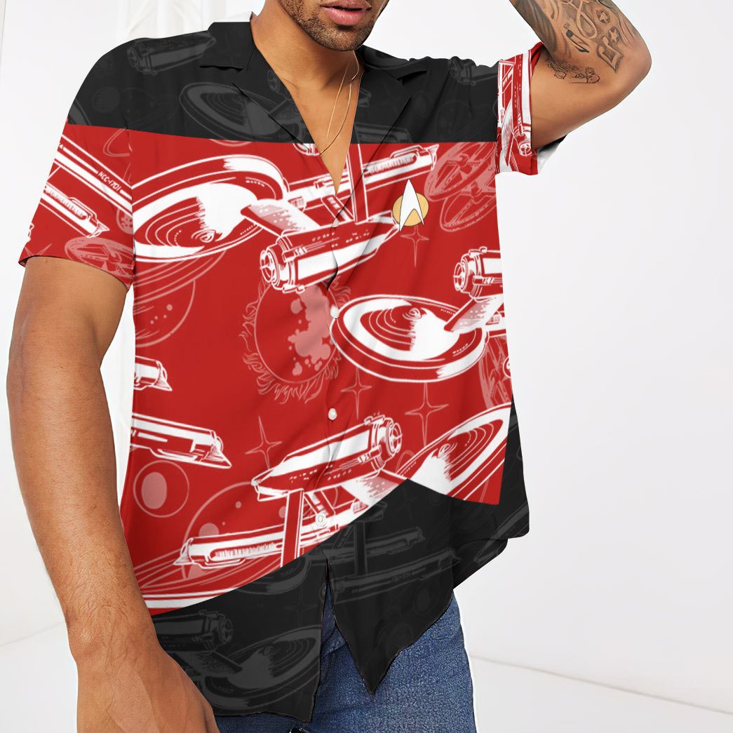 Star Trek The Next Generation 1987 Red Hawaiian Shirt Star Trek The Next Generation 1987 Red Hawaiian Shirt