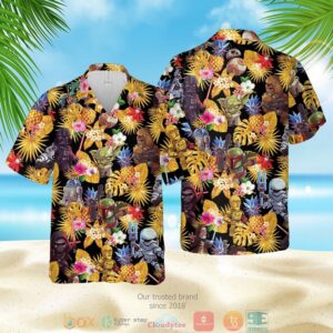 Star Wars Characters Pineapple Black Yellow Hawaiian Shirt