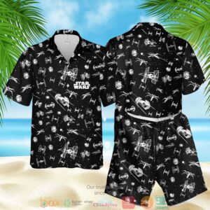 Star Wars Pattern Black Hawaiian Shirt