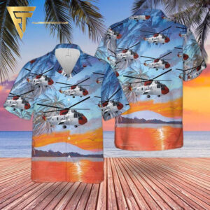 Summer Beach Us Navy Sikorsky Sh-3 Seaking All Over Print Hawaiian Shirts And Beach Shorts