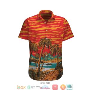 Summer Beach Sunset Orange Hawaiian Shirt