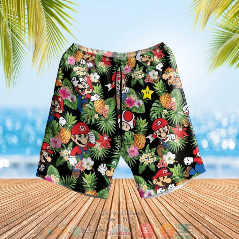 Super_Mario_pineapple_black_Hawaiian_Shirt_Shorts_1_2-768x768-1