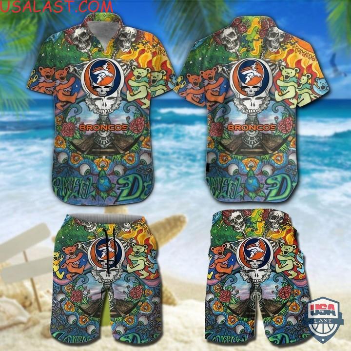 Nfl Denver Broncos Grateful Dead Bears Hawaiian Shirt And Shorts Nfl Denver Broncos Grateful Dead Bears Hawaiian Shirt And Shorts