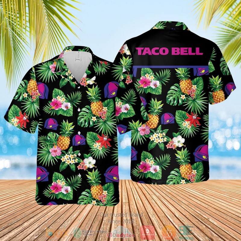 Taco Bell Pineapple Black Green Hawaiian Shirt Taco Bell Pineapple Black Green Hawaiian Shirt