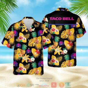 Taco Bell Pineapple Black Yellow Hawaiian Shirt