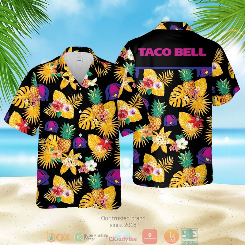 Taco Bell Pineapple Black Yellow Hawaiian Shirt Taco Bell Pineapple Black Yellow Hawaiian Shirt