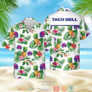 Taco Bell Pineapple White Green Hawaiian Shirt