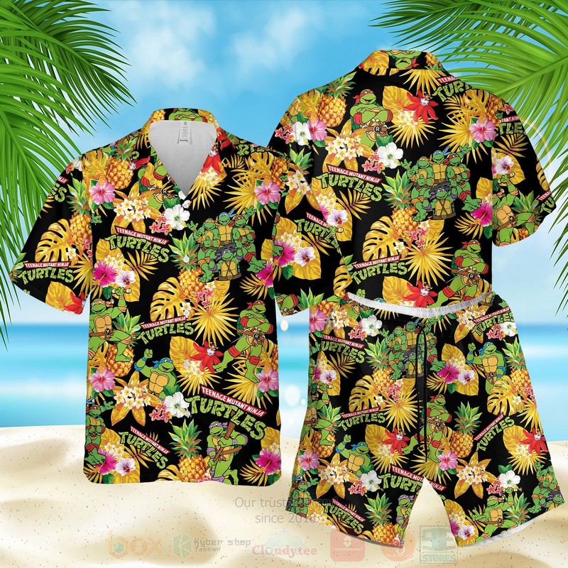 Teenage Mutant Ninja Turtles Black-Yellow Hawaiian Shirt Teenage Mutant Ninja Turtles Black-Yellow Hawaiian Shirt