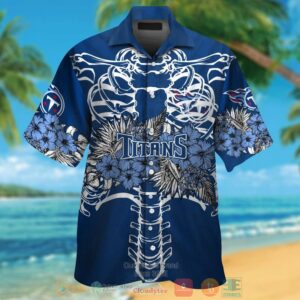 Tennessee Titans Blue Hibiscus Navy Hawaii Shirt