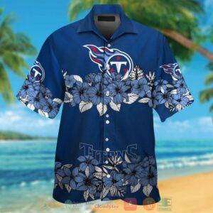 Tennessee Titans Blue Tropical Plants Navy Hawaii Shirt