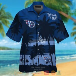 Tennessee Titans Palm Tree Dark Navy Hawaiian Shirt And Shorts